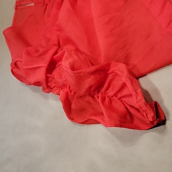 H&M Size 8 Bright Red Georgette V-Neck Blouse Ruching Detail, Excellent Cond. - Picture 12 of 12